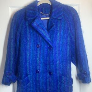 Vintage 80s Paul Levy Fuzzy Mohair Peacoat large